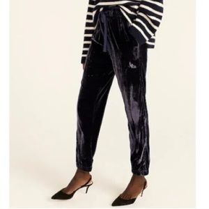 J. Crew Velvet Track Pants in Navy